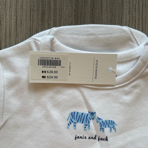 NWT Janie & Jack Plaid Linen One Piece and Tiger Short Sleeve Onesie Blue 6-12M - Picture 16 of 16